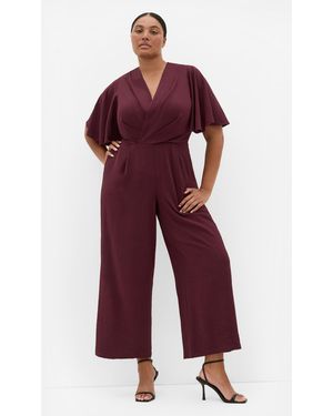City Chic Plus Size Braelynn V-Neck Jumpsuit - Red
