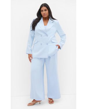 City Chic Plus Size Holly Double Breasted Blazer - Blue