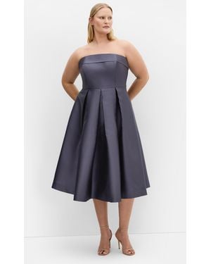 City Chic Plus Size Tiffany Strapless Slate Midi Dress - Blue