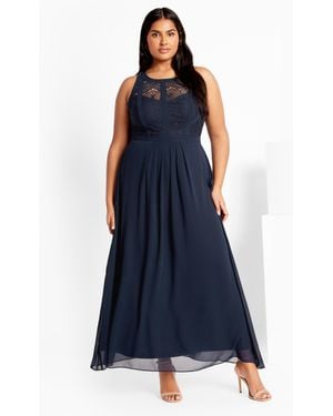 City Chic Plus Size Paneled Bodice Maxi Dress - Blue