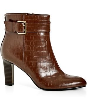 City Chic Plus Size Wide Fit Tory Ankle Boot - Brown