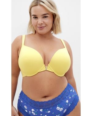 City Chic Plus Size Smooth & Chic Front Close Cotton Push Up Bra - Yellow