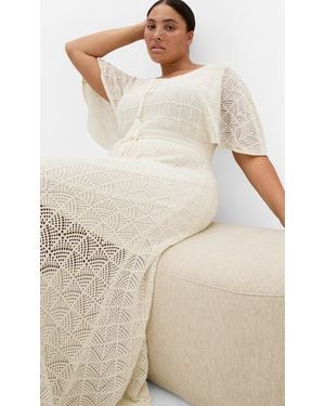 City Chic Plus Size Cassie Crochet Knit Dress - Natural