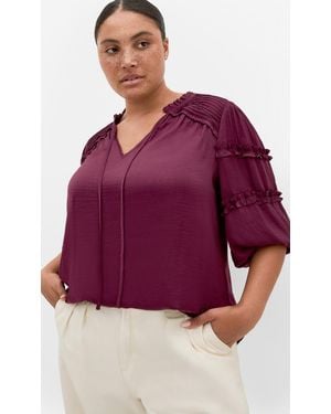 City Chic Plus Size Drama Queen Elbow Sleeve Shirt - Purple