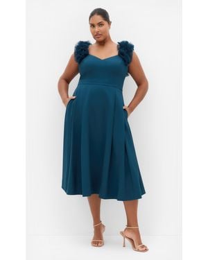City Chic Plus Size Maxi Dress Roselyn Tulle/3Xs - Blue