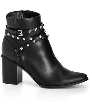 City Chic Plus Size Wide Fit Birdy Mid Boot, Faux Leather - Black