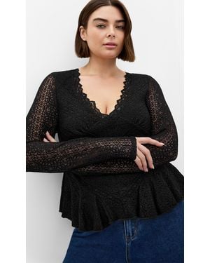 City Chic Plus Size Top Lace Lola/3Xs - Black
