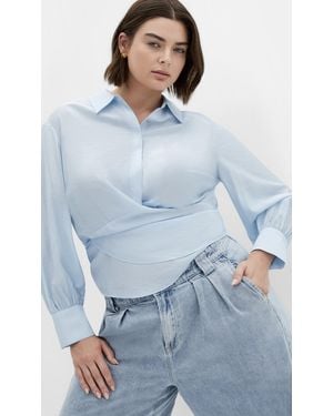 City Chic Plus Size Elena Shirt - Blue