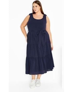 City Chic Plus Size Hallie Tier Midi Dress - Blue
