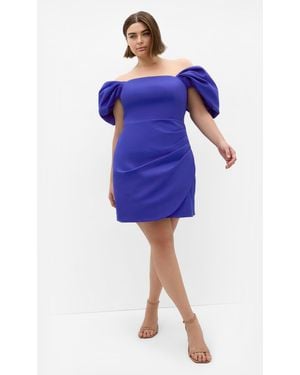 City Chic Plus Size Elyse Off Shoulder Mini Dress - Blue