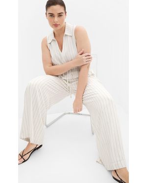 City Chic Plus Size Eva Stripe Wide Leg Pants - White