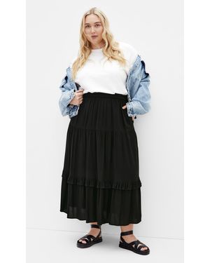 City Chic Plus Size Devine Beauty Plain Skirt - Black