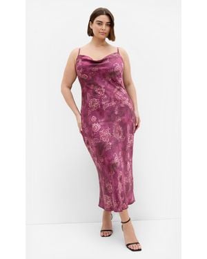 City Chic Plus Size Dress Sadie Satin Prt/3Xs - Red