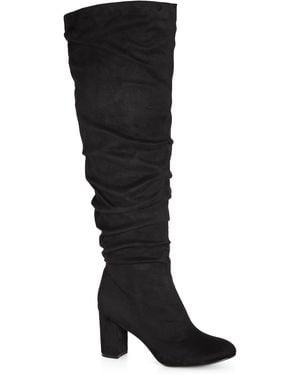 City Chic Plus Size Wide Fit Raquel Knee Boot - Black