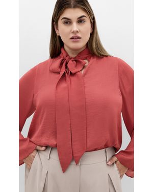 City Chic Plus Size Mahalia Neck Tie Top - Red