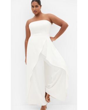 City Chic Plus Size Attract Strapless Jumpsuit - White
