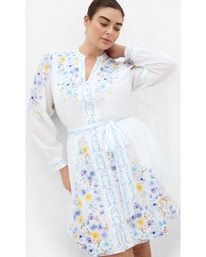 City Chic Plus Size Elia Patrice Print Ivory Mini Dress - White