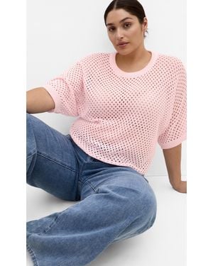 City Chic Plus Size Crochet Knit Top - Pink