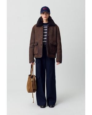 Claudie Pierlot Manteau Peau Lainée - Bleu