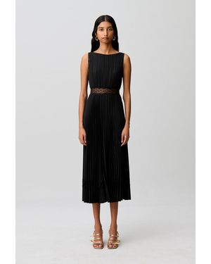 Claudie Pierlot Flowy Pleated Satin Dress - Black
