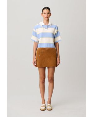 Claudie Pierlot Striped Knit Polo - White
