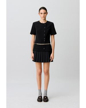 Claudie Pierlot Short Pleated Peplum Dress - Black