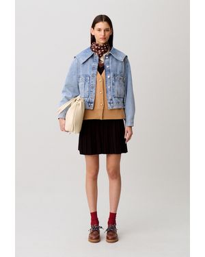 Claudie Pierlot Contrast Stitch Denim Jacket - Blue