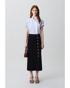 Claudie Pierlot Fitted Knitted Midi Skirt - White