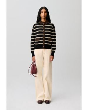 Claudie Pierlot Gestreifter Cardigan - Schwarz