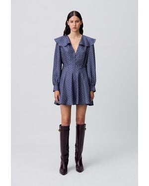 Claudie Pierlot Kurzes Seidenkleid - Blau