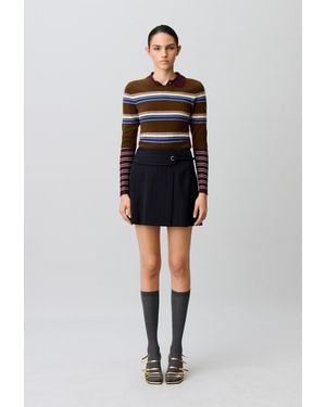 Claudie Pierlot Belted Striped Skirt - Black
