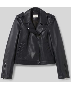 Claudie Pierlot Grained Leather Jacket - Blue