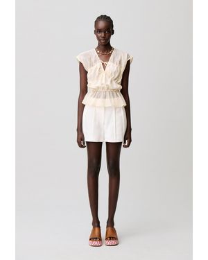 Claudie Pierlot Topstitched Seam Shorts - White