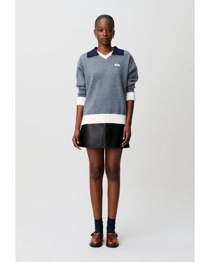 Claudie Pierlot Contrast Double Collar Knit Jumper - Blue