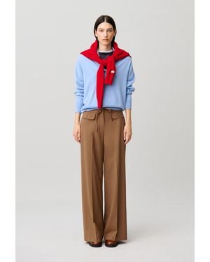 Claudie Pierlot Pantalon Laine Mélangée Jambes Larges - Rouge