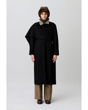 Claudie Pierlot Long Draped Coat - Black