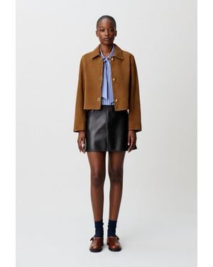 Claudie Pierlot Short Suede Leather Jacket - Natural