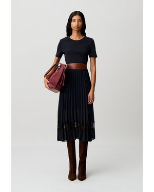 Claudie Pierlot Twist Bi-Material Midi Dress - Blue
