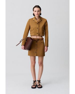 Claudie Pierlot Kurze Jacke Mit Reverskragen - Natur