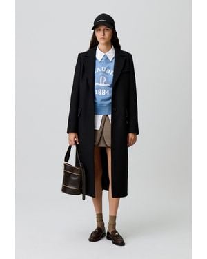 Claudie Pierlot Long Straight Wool Coat - Blue