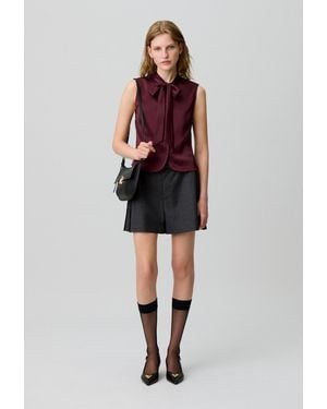 Claudie Pierlot Sleeveless Satin Blouse - Red