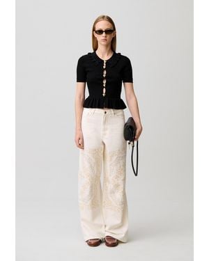 Claudie Pierlot Heart Open-Knit Top - White