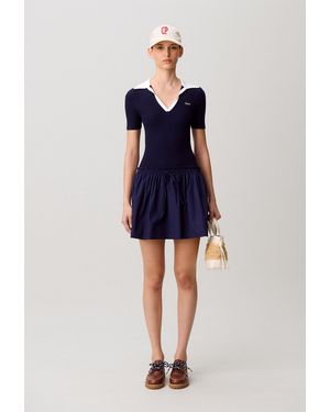 Claudie Pierlot Bi-Material Knit Dress - Blue