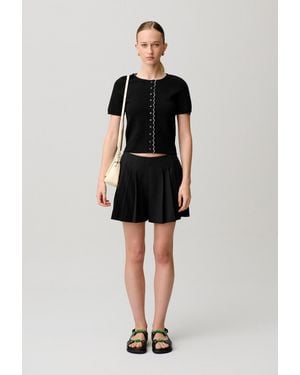 Claudie Pierlot Contrast Knit Cardigan - Black