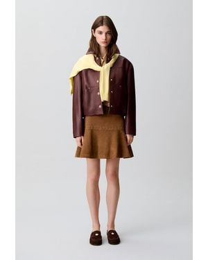 Claudie Pierlot Short Suede Skirt - Brown