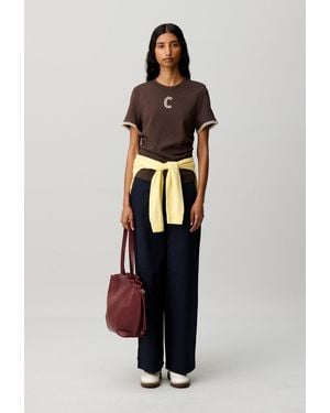 Claudie Pierlot Draped Short Sleeve T-Shirt - Brown