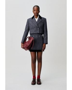 Claudie Pierlot Bi-Material Tailored Jacket - Blue