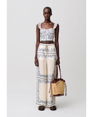 Claudie Pierlot Top Lin Bustier Volants - Blanc