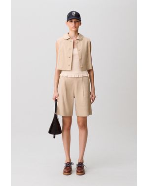 Claudie Pierlot Short Tailored Linen Jacket - Natural