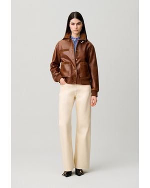 Claudie Pierlot Oversized Leather Jacket - Natural